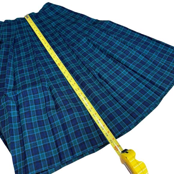 Vtg Pendleton Wool Pleated Tartan Plaid Wool Skirt 10 Black Green Preppy Prep - Picture 8 of 8